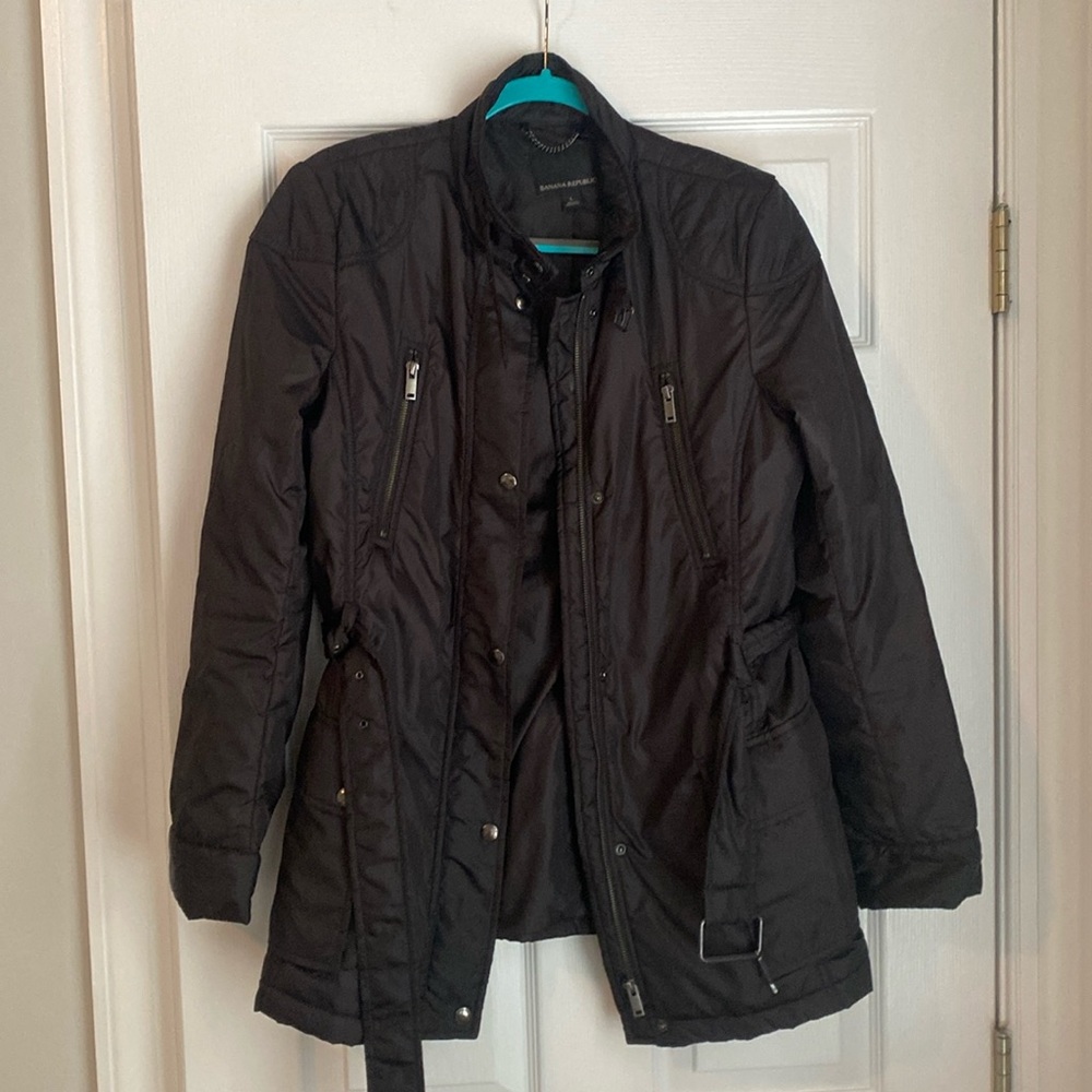Banana Republic Moto Style Black Puffer Jacket